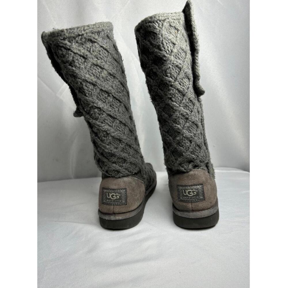 Ugg Cardy dark grey sweater classic tall 3
button womens boots SZ 4 - Picture 3 of 6